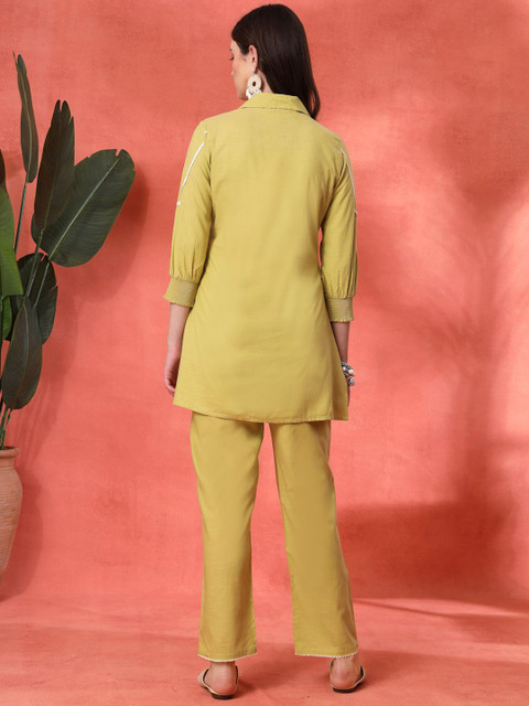 Nayam By Lakshita Women Embroidered Straight Cotton Kurta & Palazzo Set - Image 6