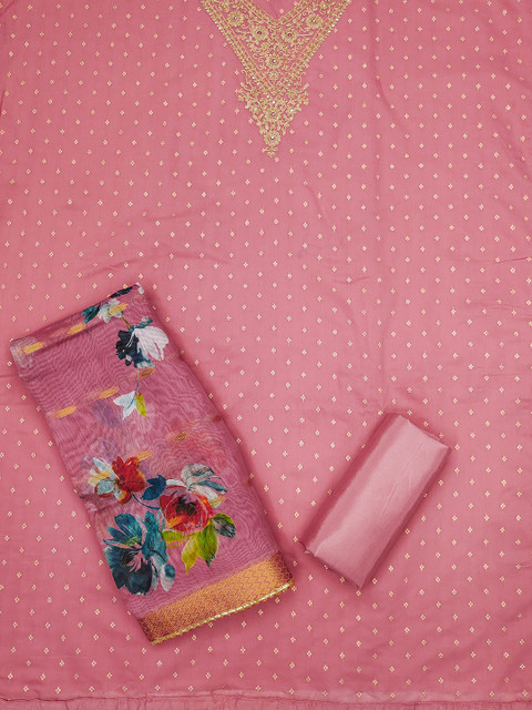 TAVAS Floral Embroidered Cotton Blend Unstitched Dress Material - Image 3