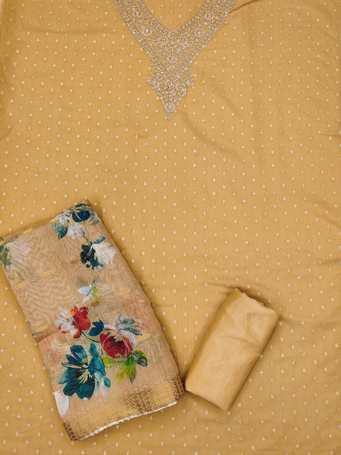 TAVAS Floral Embroidered Zari Unstitched Dress Material - Image 3