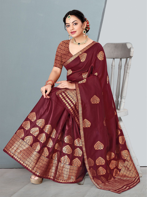 KAMDAR Paat Silk Copper Zari Woven Design Assamese Mekhela Chador