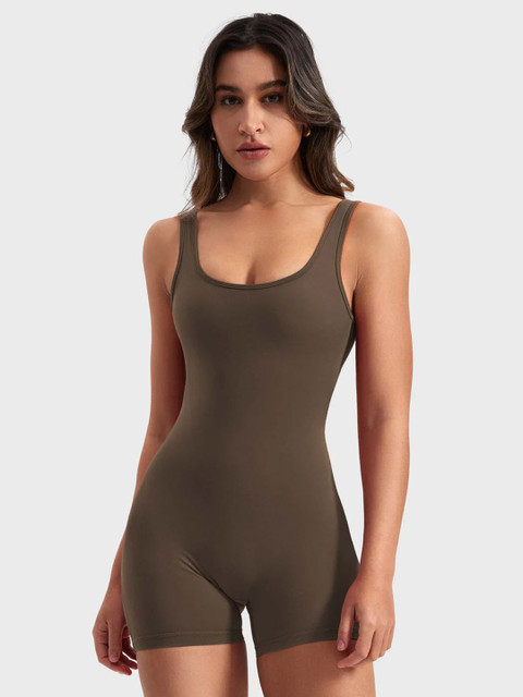 Cheekee Women Solid V Back Romper Playsuit