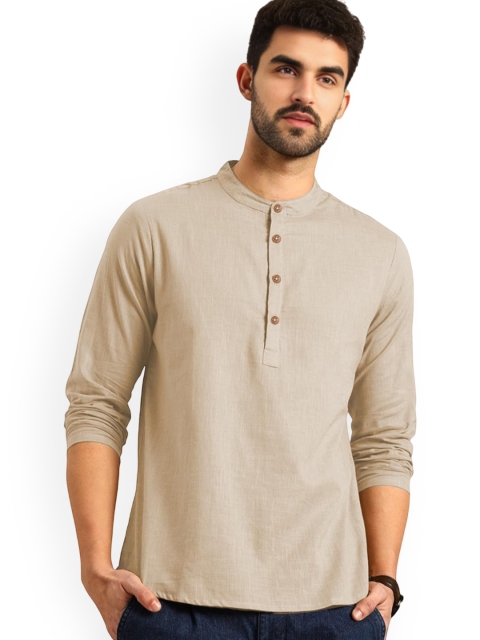Vida Loca Band Collar Cotton Slim Fit Straight Short Kurta