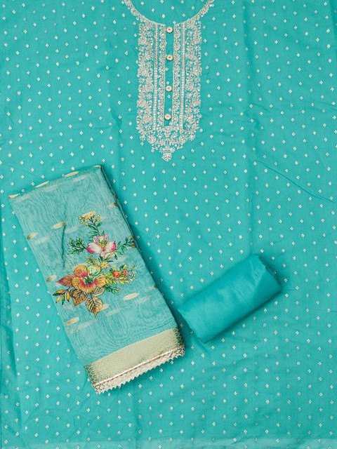 TAVAS Floral Embroidered Zari Unstitched Dress Material - Image 3