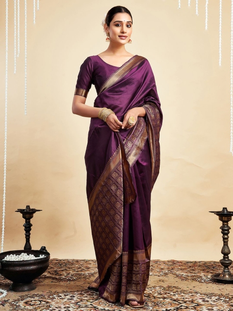HERE&NOW Ethnic Motifs Woven Design Zari Kanjeevaram Saree