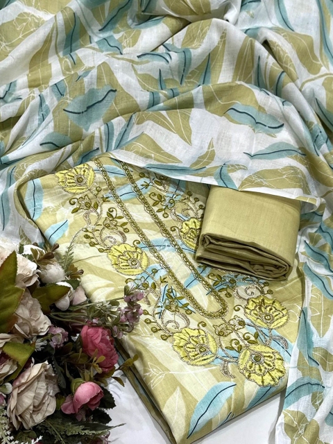 SALWAR STUDIO Floral Printed Unstitched Dress Material