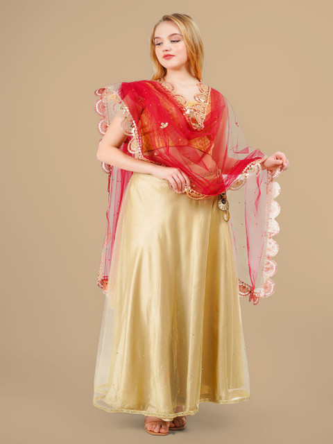 Karthav Fashion Floral Embroidered Dupatta With Beads and Stones - Image 6