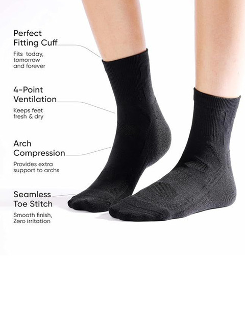 FRIDO Unisex Alpha Series Core Black Short Ankle Length Socks - Image 4
