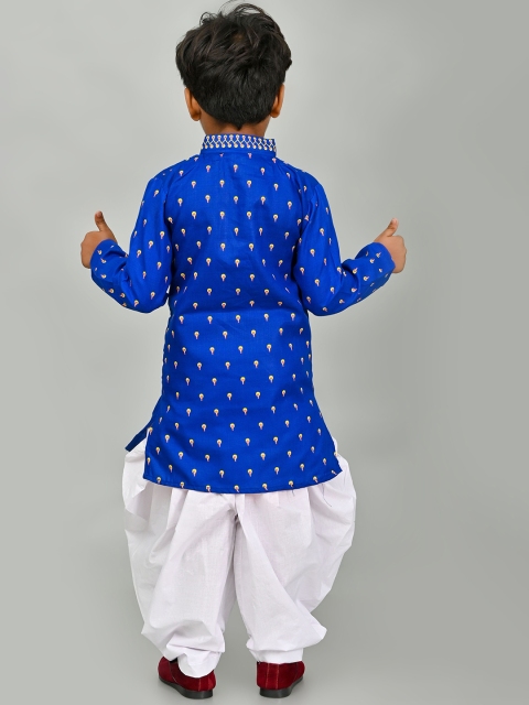 Cae Boys Floral Printed Mandarin Collar Thread Work Straight Kurta With Patiala - Image 5