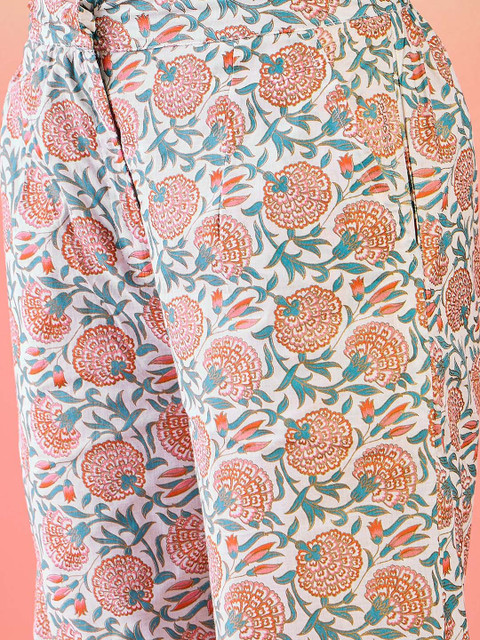 Sangria Floral Printed Cotton Shirt With Trousers - Image 3