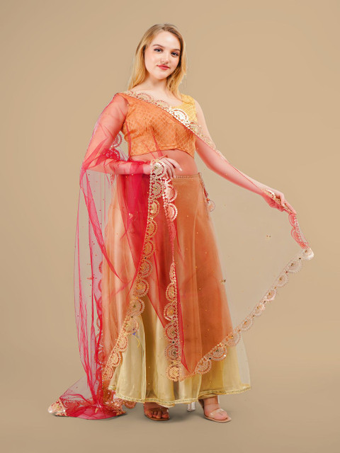 Karthav Fashion Floral Embroidered Dupatta With Beads and Stones - Image 3
