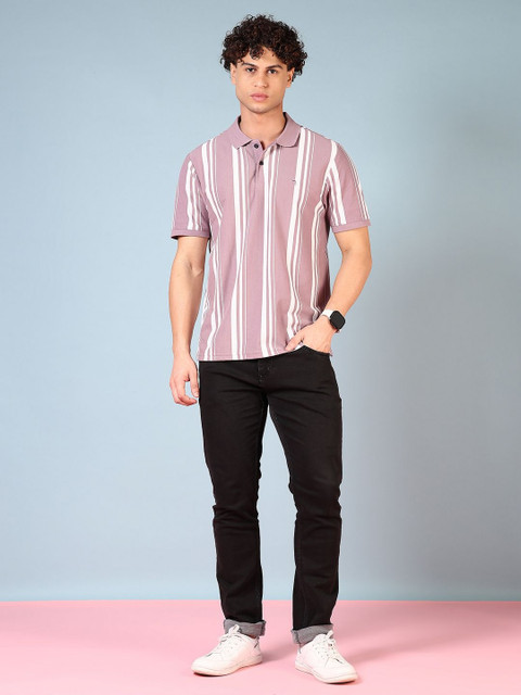 V-Mart Men Striped Polo Collar Cotton Slim Fit T-shirt - Image 5