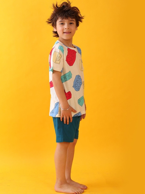 Anthrilo Boys Block Builder Teal Sleepwear Short Set Night suit - Image 3