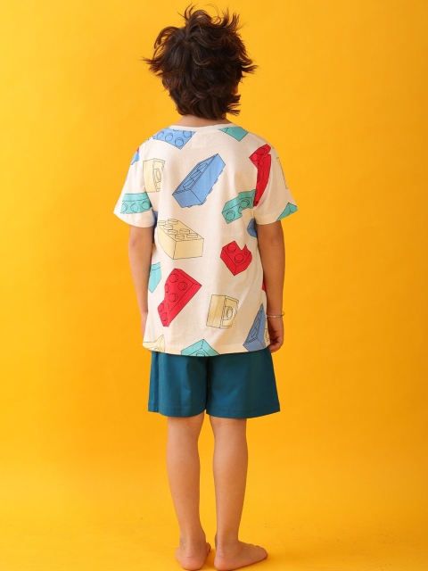 Anthrilo Boys Block Builder Teal Sleepwear Short Set Night suit - Image 4