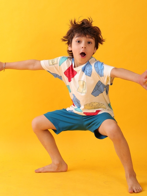 Anthrilo Boys Block Builder Teal Sleepwear Short Set Night suit - Image 6