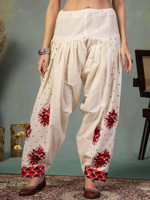 Clora Creation Women Embroidered Phulkari Loose Fit Cotton Salwar