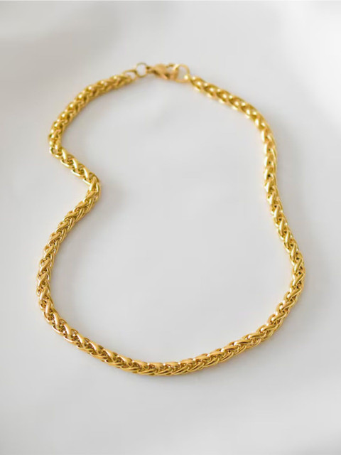 RUHI COLLECTION Unisex Stainless Steel Gold-Plated Statement Link Chain