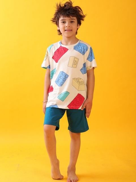 Anthrilo Boys Block Builder Teal Sleepwear Short Set Night suit - Image 5