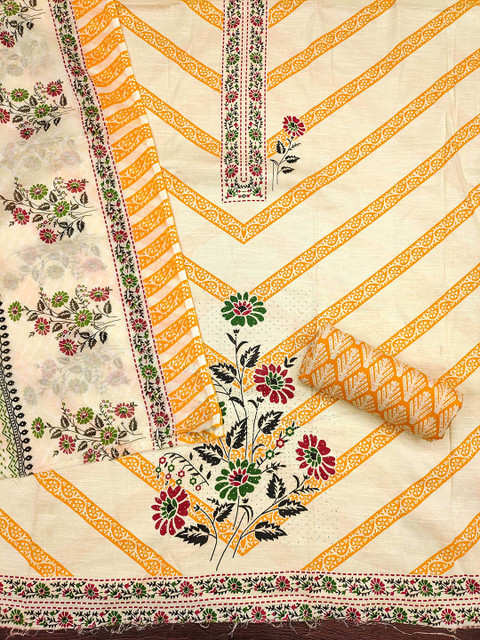 SAINOOR Floral Printed Pure Cotton Unstitched Dress Material - Image 3