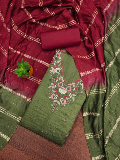 SAINOOR Floral Embroidered Unstitched Dress Material