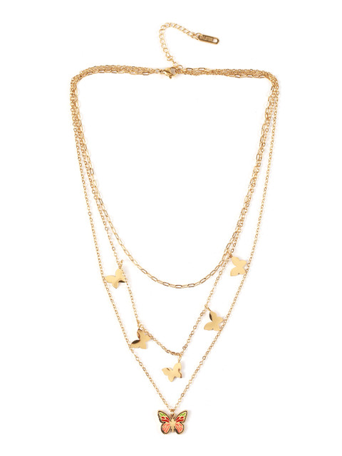 DressBerry Women Layered Chain with Butterfly Pendant