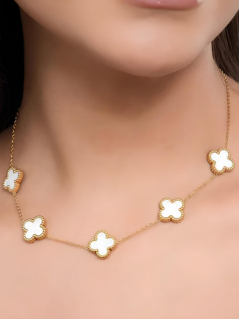 KARISHMA KREATIONS Stainless Steel Gold-Plated Artificial-Studded Necklace - Image 6