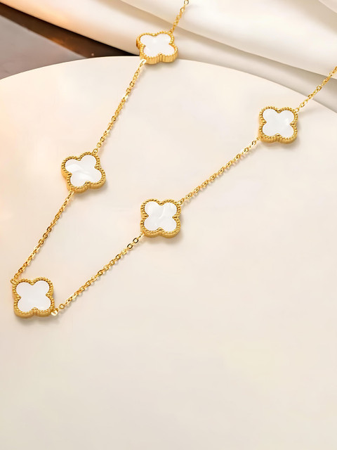 KARISHMA KREATIONS Stainless Steel Gold-Plated Artificial-Studded Necklace - Image 4