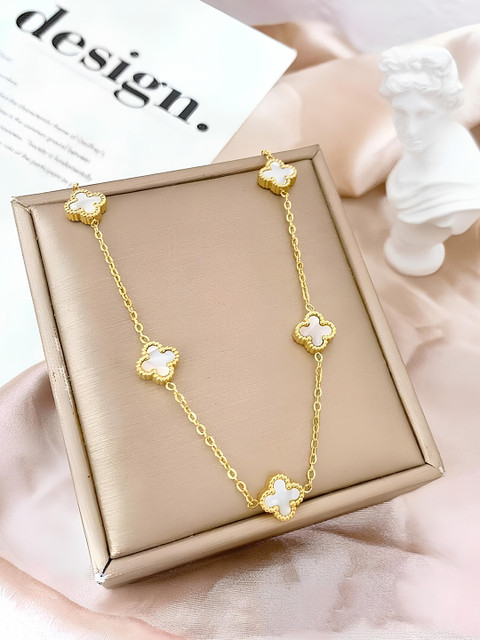 KARISHMA KREATIONS Stainless Steel Gold-Plated Artificial-Studded Necklace