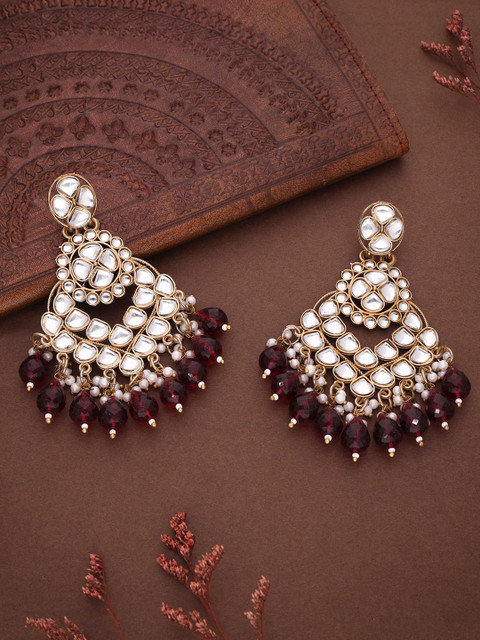 Anouk Gold Plated Artificial Beads Contemporary Jhumkas