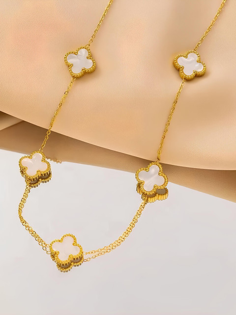 KARISHMA KREATIONS Stainless Steel Gold-Plated Artificial-Studded Necklace - Image 5