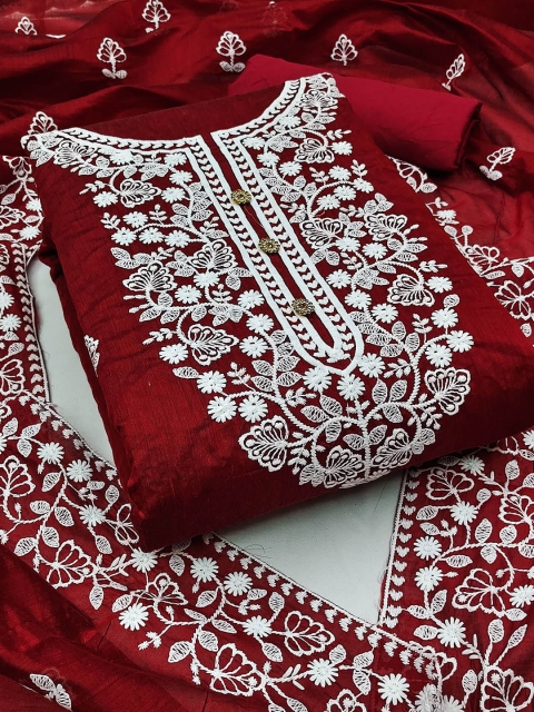 SAINOOR Floral Embroidered Semi-Stitched Dress Material