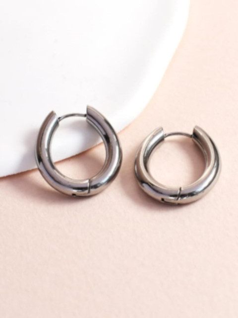 Roadster Stainless Steel Circular Shaped Hoop Earrings