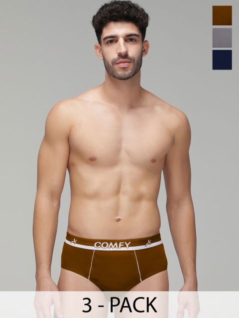 AMUL COMFY Men Pack Of 3 Pure Cotton Briefs AC-CBRIOE-LB-SG-NY-XS-3PC