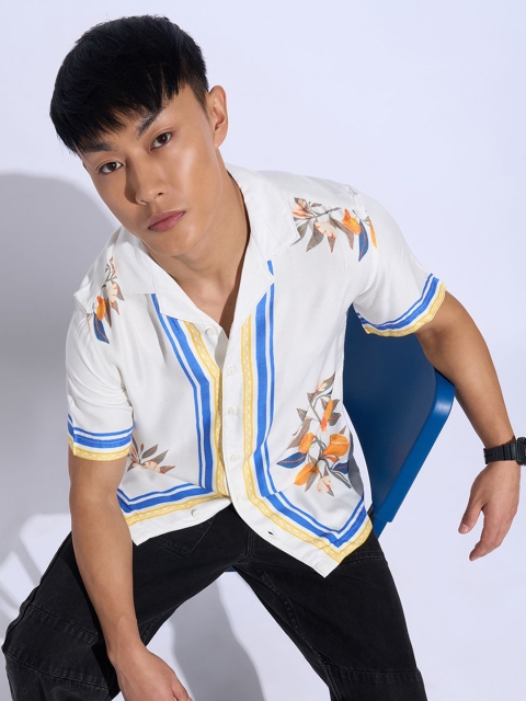 People Men Slim Fit Floral Opaque Printed Casual Shirt