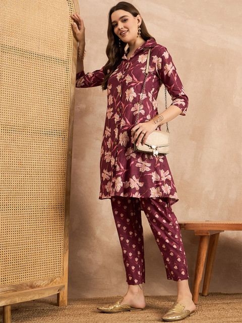 ZITRA Floral Printed Pure Cotton Tunic With Trousers