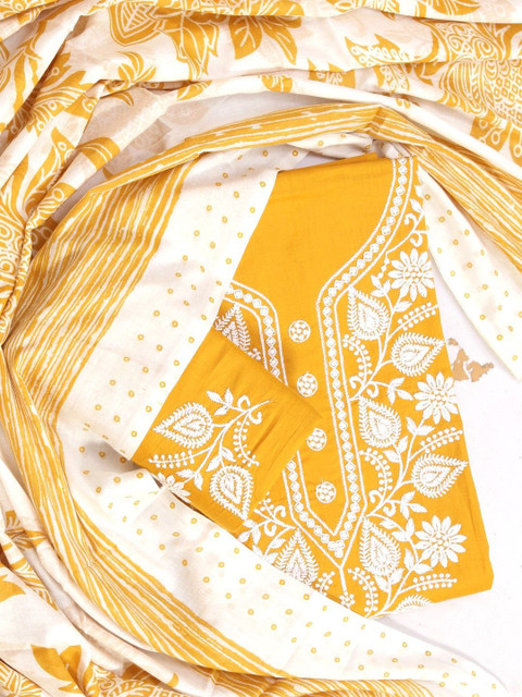 SALWAR STUDIO Floral Embroidered Cotton Unstitched Dress Material