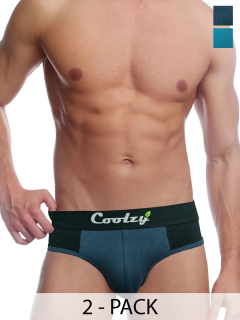 COOLZY Men Pack Of 2 Mid-Rise Basic Briefs SFUBRF2K346-S