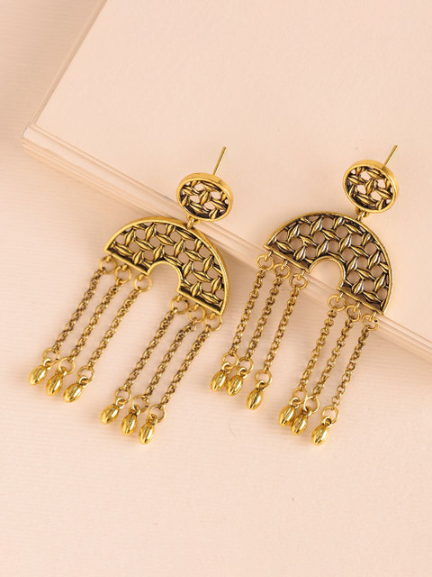 Voylla Gold-Plated Contemporary Drop Earrings