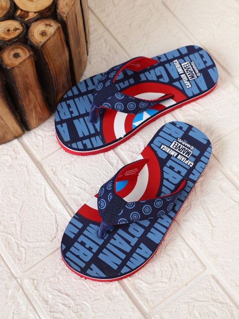 Kids Ville Boys Captain America Printed Thong Flip-Flops
