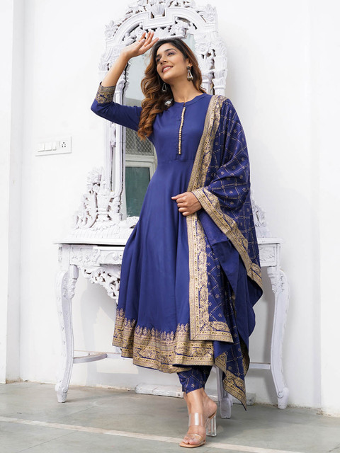 KALINI Women Floral Printed Regular Kurta with Palazzos & With Dupatta