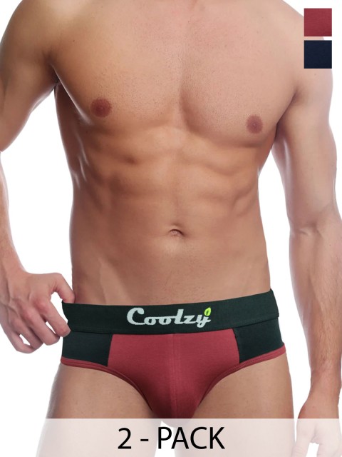 COOLZY Pack Of 2 Cotton Mid-Rise Basic Briefs SFUBRF2K348-S