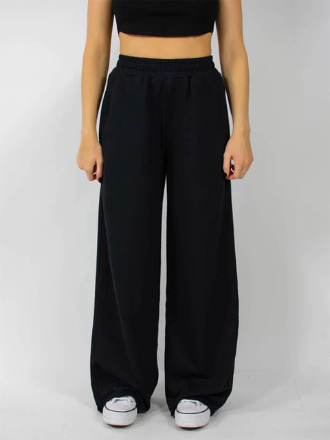 dockstreet Women Relaxed-Fit Pure Cotton Mid Rise Track Pants