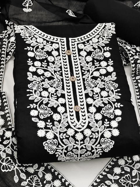 SAINOOR Floral Embroidered Semi-Stitched Dress Material