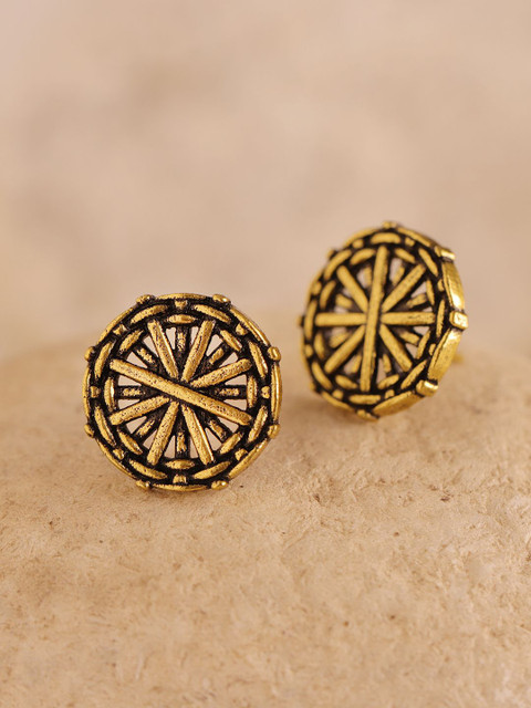 Voylla Woven Wonder Enterwined Gold-Plated Quirky Studs Earrings