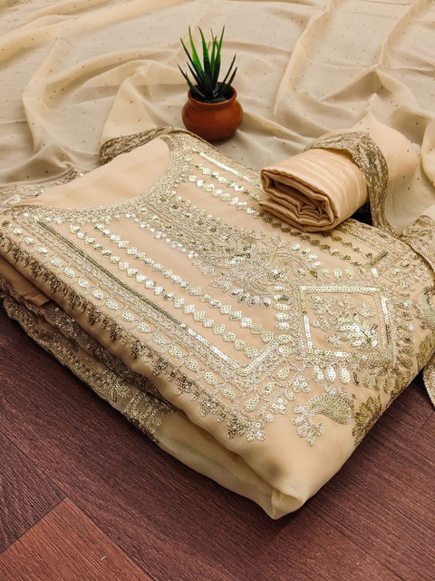 Rangtulika Ethnics Sequinned Embellished Unstitched Dress Material