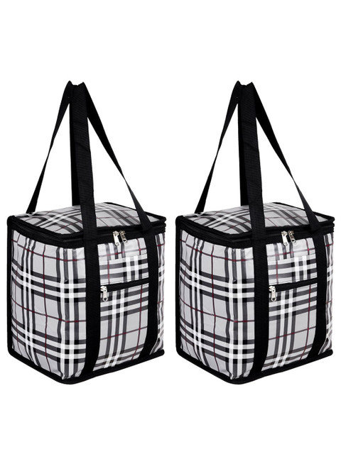 Kuber Industries Set of 2 Checked Waterproof Lunch bags Travel Accessory