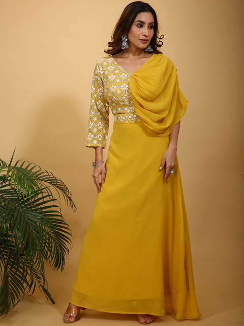 SANCIA Embroidered V-Neck Crop Top With Skirt