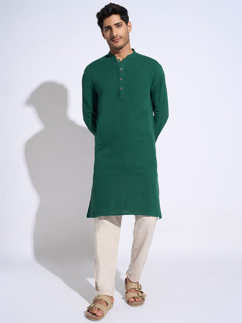 indus route by Pantaloons Men Printed Thread Work Dobby Kurta