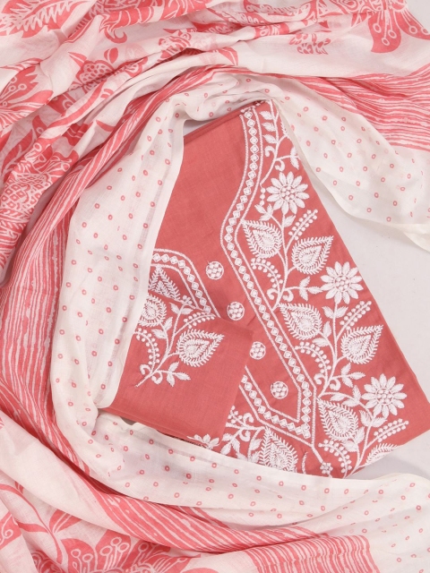 SALWAR STUDIO Floral Cotton Embroidered Unstitched Dress Material