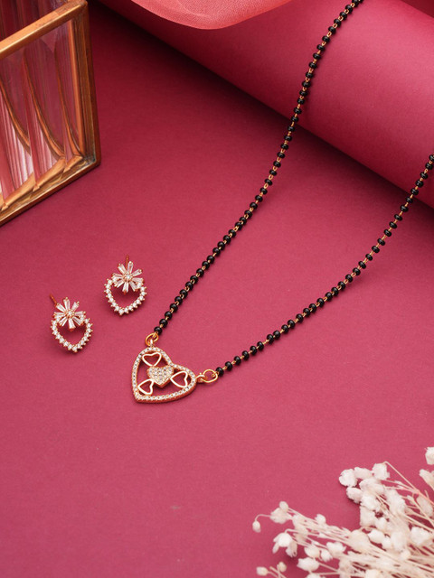 Jazz and Sizzle 18K Rose Gold-Plated Cubic Zirconia Studded & Beaded Mangalsutra