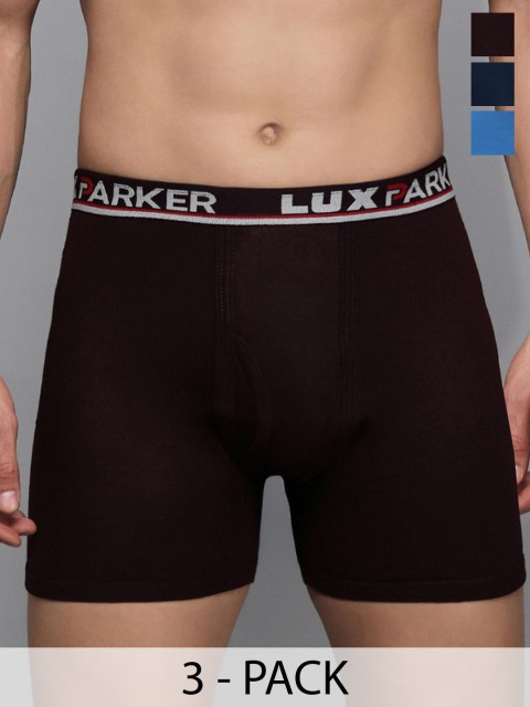 LUX PARKER Pack Of 3 Pure Cotton Long Trunks LUX_PARKER_ICD_DRW_COL_3PC